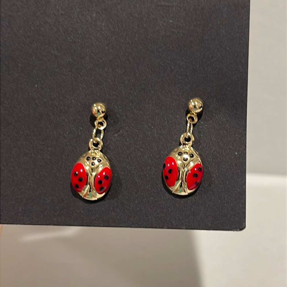 14k gold-plated ladybug earrings